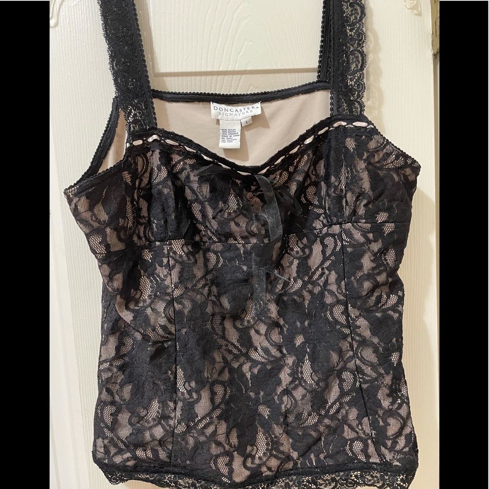 Cream camisole with black lace